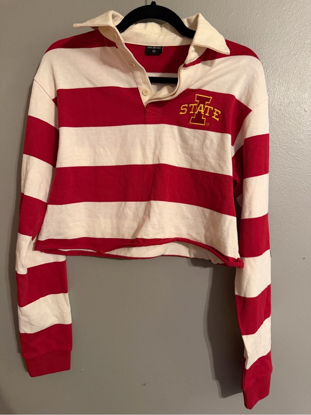 Iowa State Striped Rugby Polo Crop Top